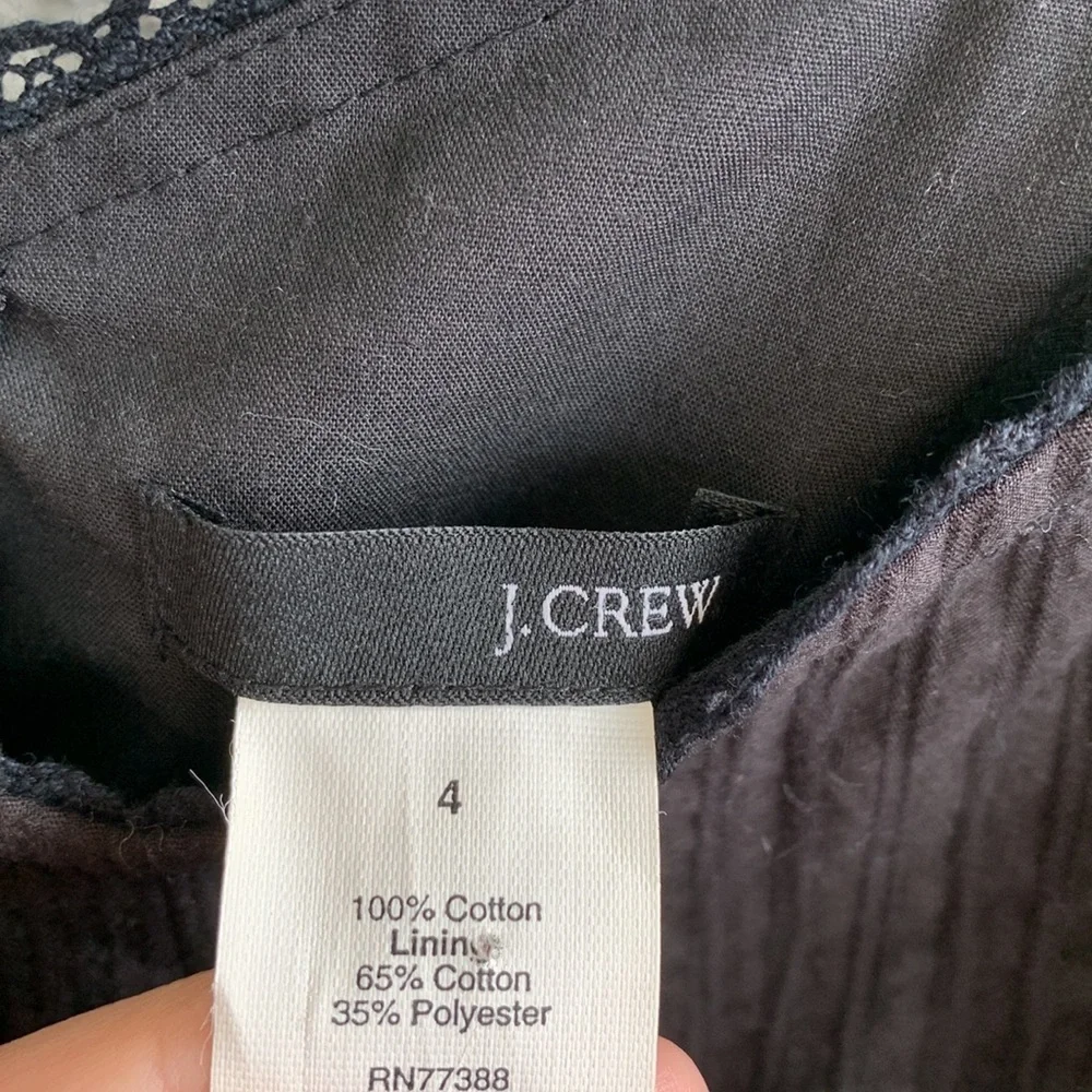 J. Crew Collection Sweetheart Stretch Crochet Cotton Black Dress sz 4